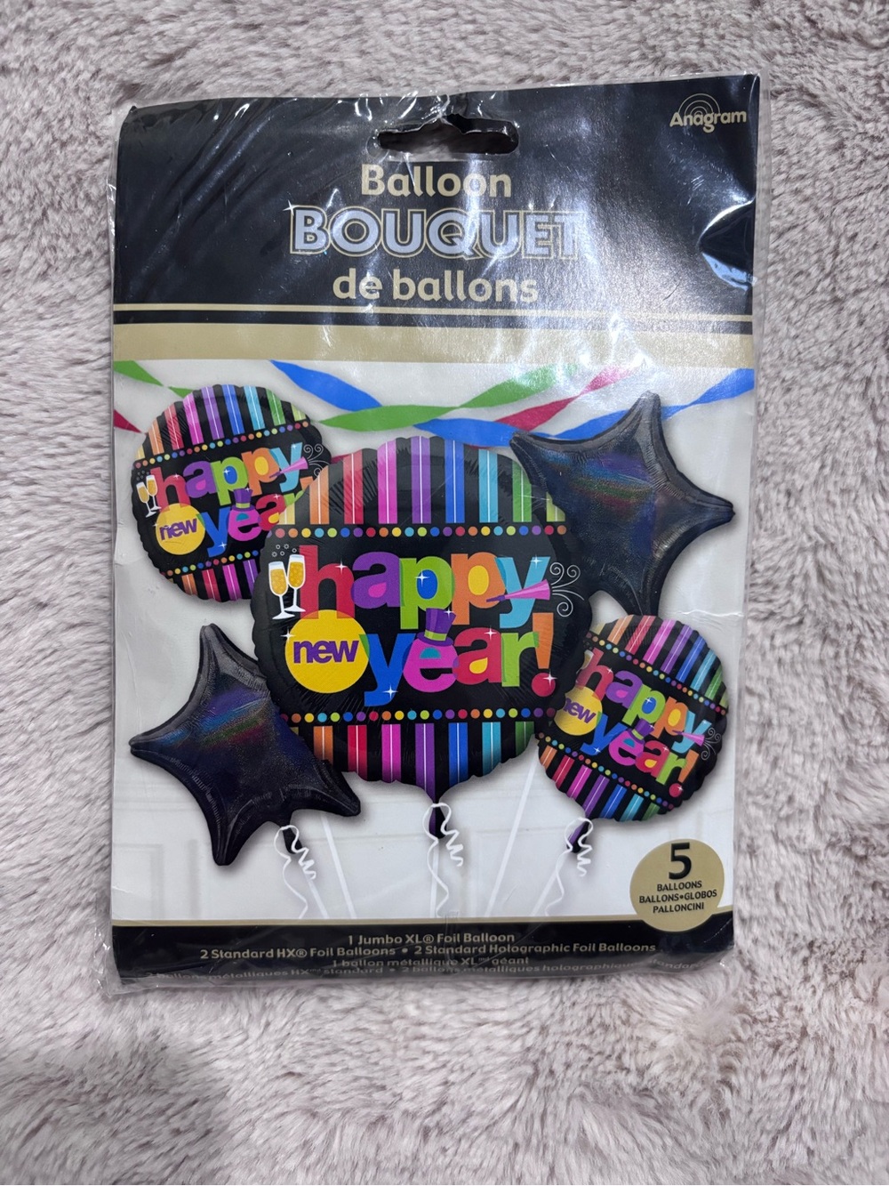 Happy New Year Black Foil Balloon Bouquet